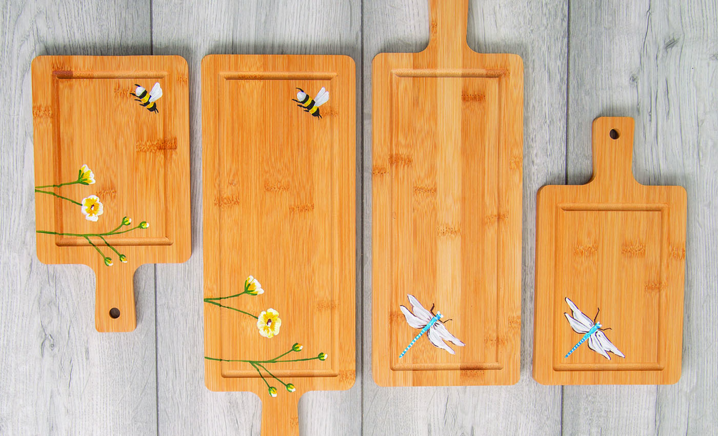 Hand Painted Bamboo Chopping Board Liz Corley Art