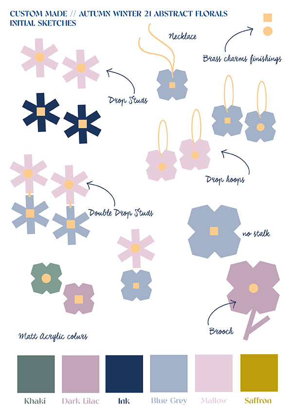 Custom Made Oxford LASER CUT FLORALS SKETCHES