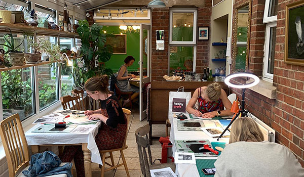 Sally Anne Stewart Lino Print Oxford workshop